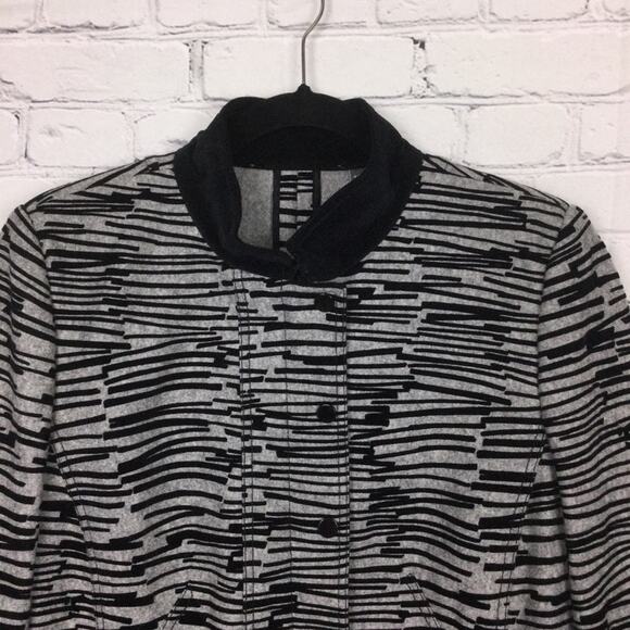 Etcetera Zebra Mock Collar Wool Blend Fleece Lined Long Sleeve 3/4 Coat Size 12 - Picture 2 of 13